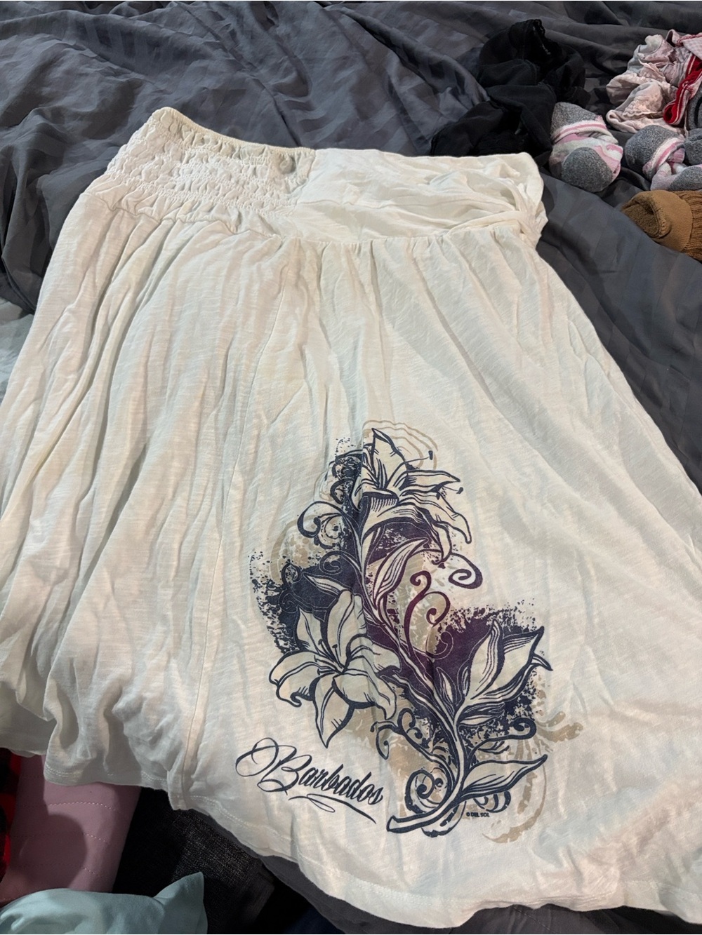 Barba Women's White Floral A-Line Skirt
